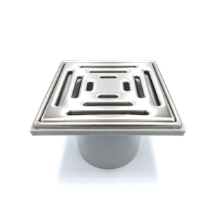 Stainless Steel Floor Drain 6 Inches Square - Linear Pattern - RX-85A-15/20