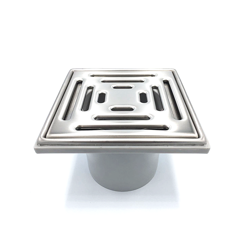 Stainless Steel Floor Drain 6 Inches Square - Linear Pattern - RX-85A-15/20