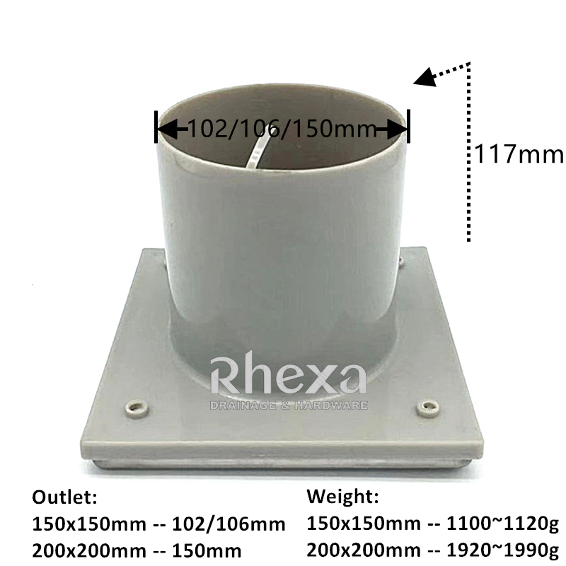 Stainless Steel Floor Drain with Cover - Dimensions