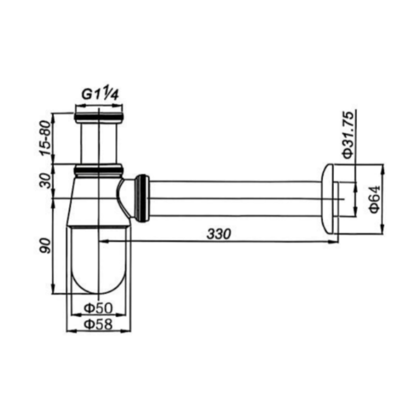 Stainless Steel | Brass | Zinc Siphon Trap – FT02-ST001 - Image 2