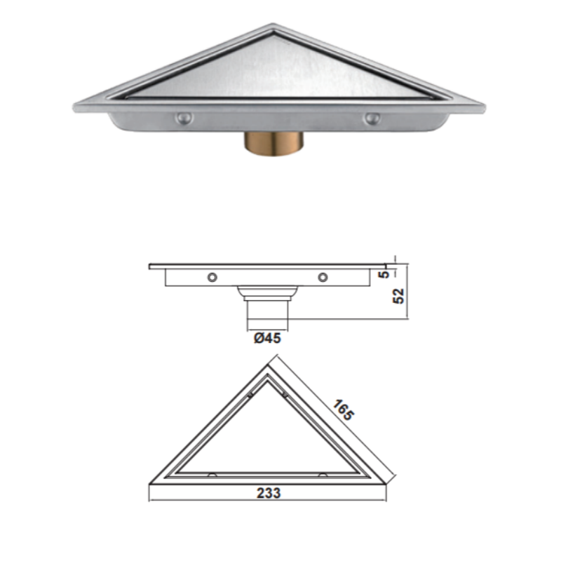 Stainless Steel Triangular Floor Drain - FT06-FD256 (RX-RJ) - Image 2