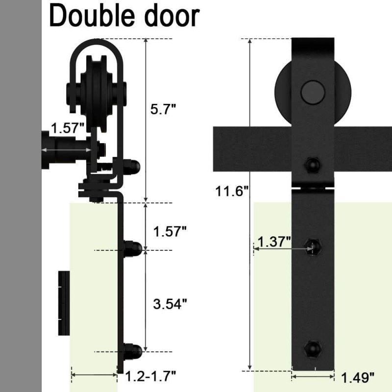 Sliding Barn Door Hardware Kit - FT03 - BD005 - Image 5